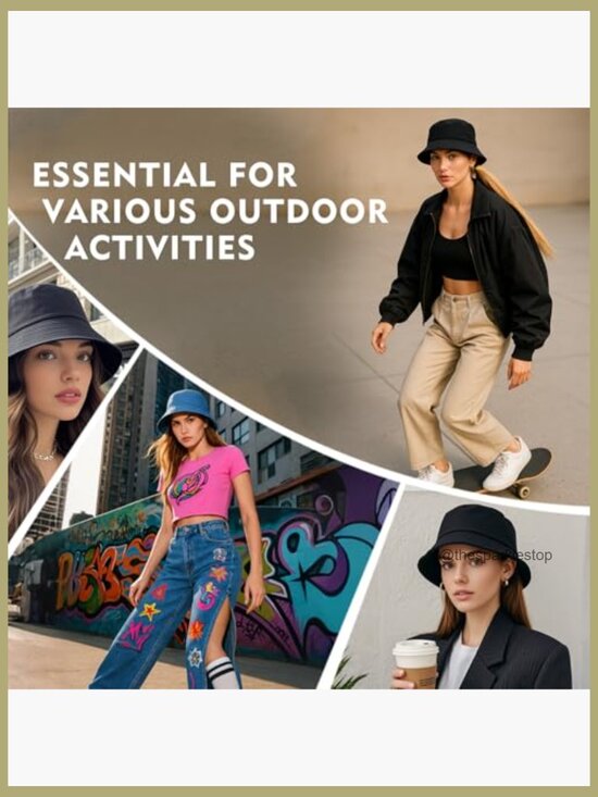 UPF50+ Cotton Bucket Hat with Ponytail Hole for Sun Protection